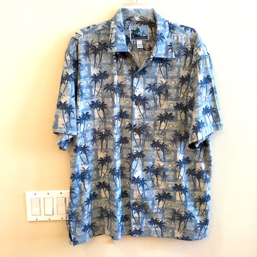 Bluewater AFTCO Hawaiian Shirt in Large Blue print Cotton blend short sleeve L